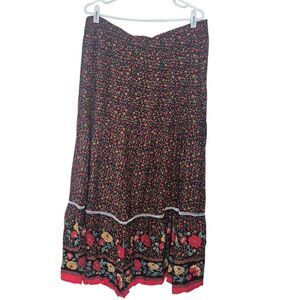 Zanzea Collection Black Floral Print Maxi Skirt Cottagecore Boho Plus Size 5X